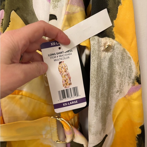 French connections women’s long floral pastel shirt dress Easter XXL plus size - Picture 4 of 5